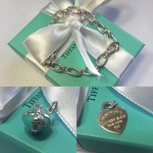 Auth Tiffany charm bracelet and 2 charms